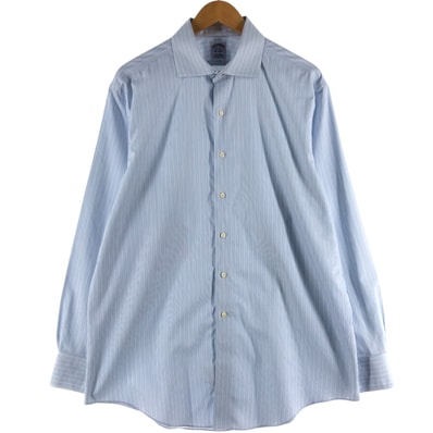 古着 ブルックスブラザーズ Brooks Brothers Est.1818 マルチストライプ ワイドカラー長袖 コットンストライプシャツ メンズL相当/eaa498476