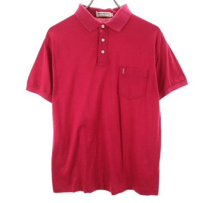 YVES SAINT LAURENT イヴサンローラン 80s 90s オールド 半袖 ポロシャツ M ボルドー系