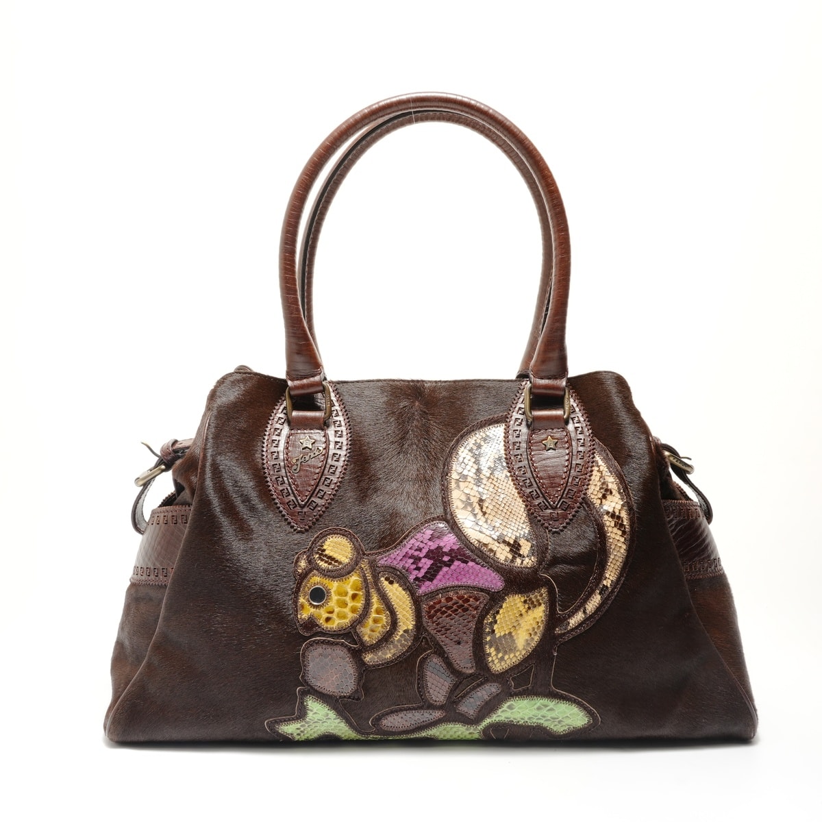 フェンディ FENDI エトニコ ハラコ パイソン トートバッグ【中古】