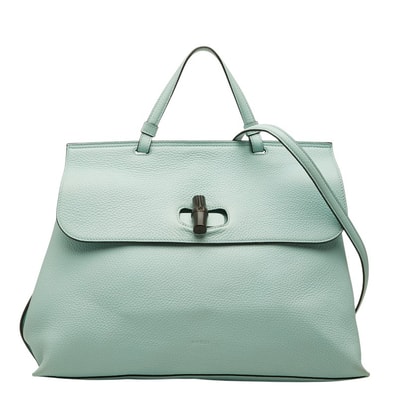 グッチ エクスクルーシブ バンブー デイリー トートバッグ ショルダーバッグ 2WAY 370830 ブラック レザー レディース GUCCI 【中古】