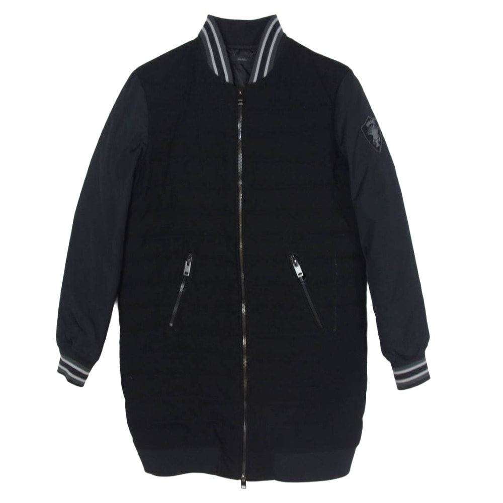 DIESEL ディーゼル コート 00E8F203 ロゴワッペン 中綿 ロング ブルゾン コート ブラック系 XXS【中古】