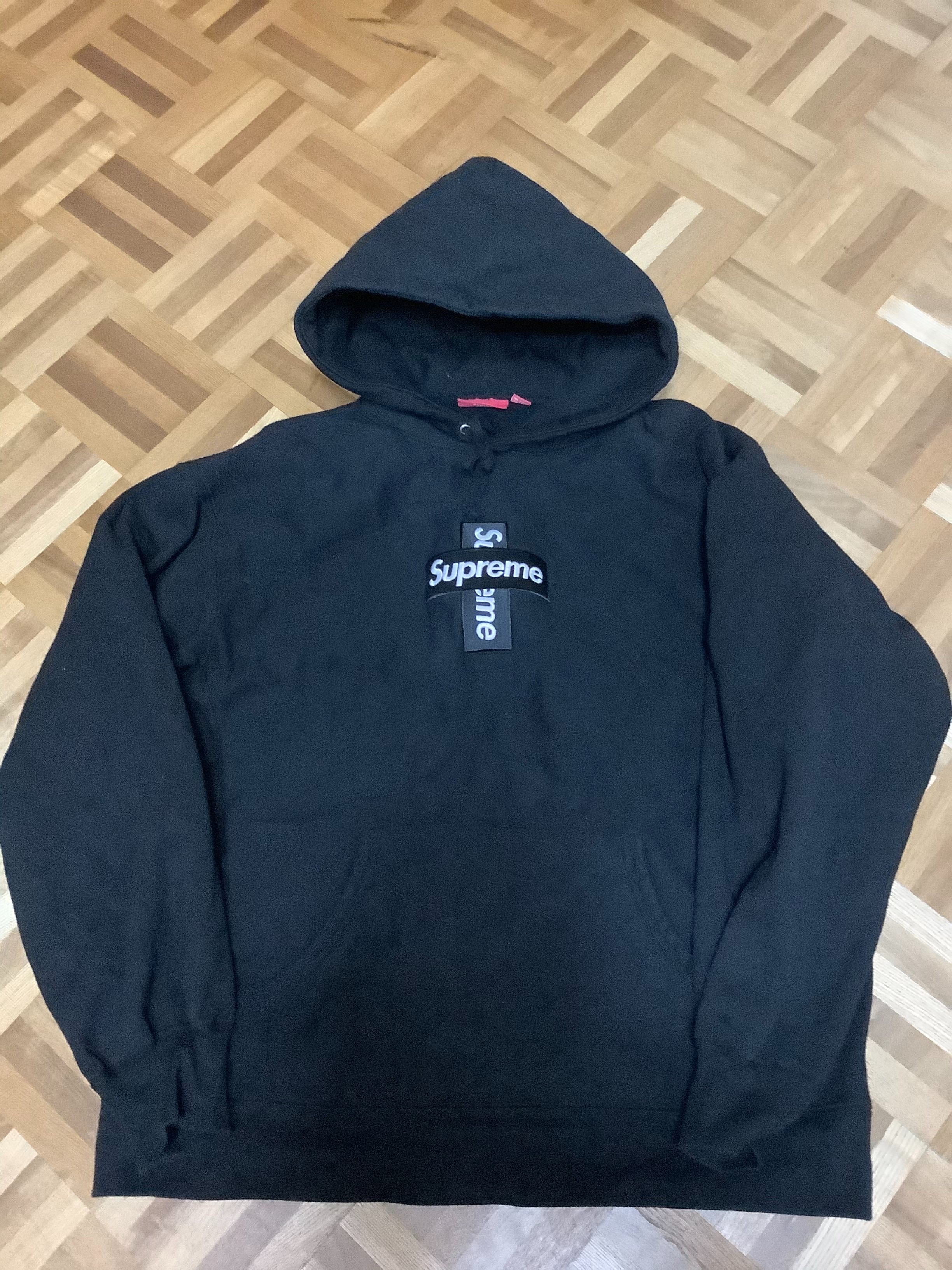 Supreme Cross Box Logo Hooded Sweatshirt "Black"