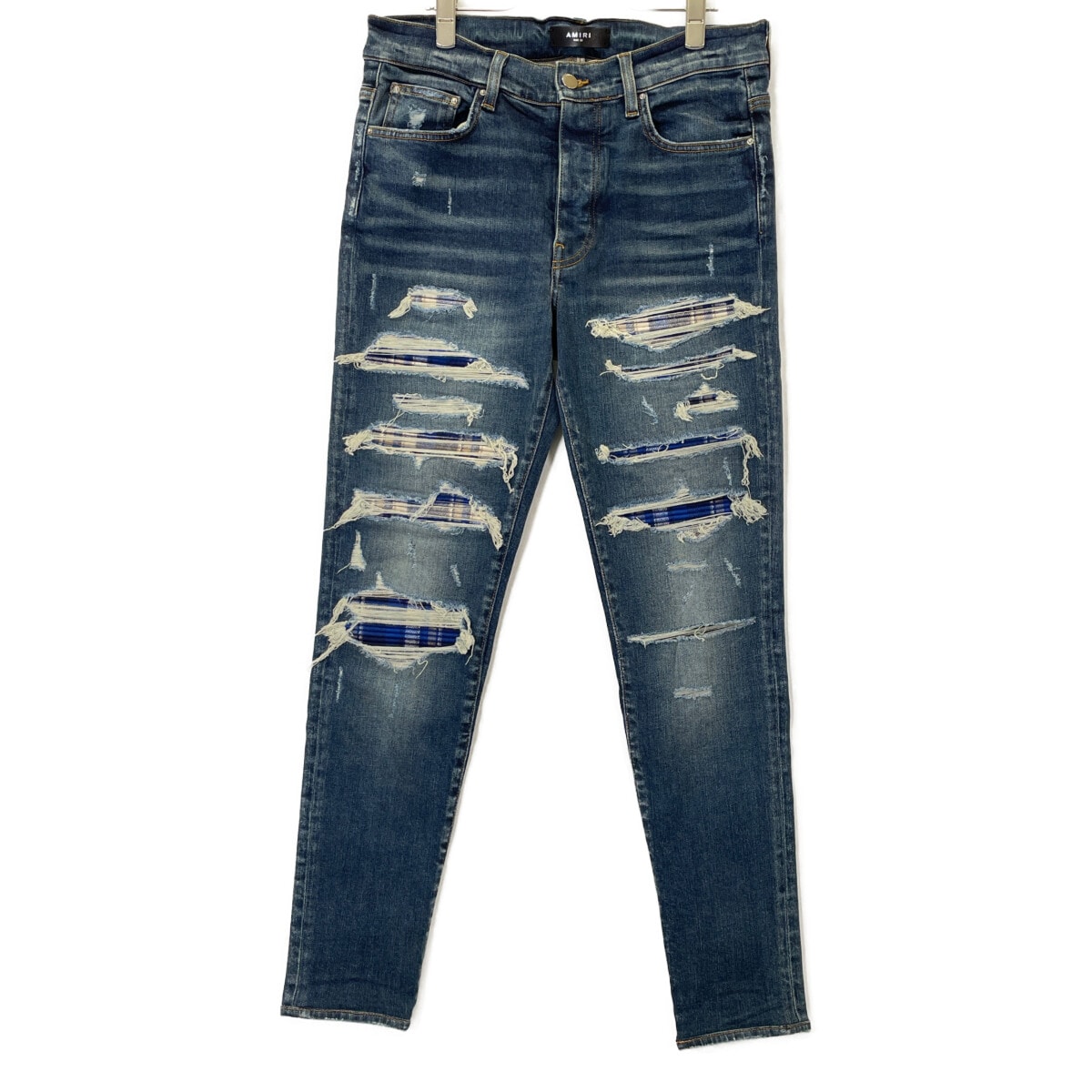 アミリ MX1 ダメージ&リペア加工 チェック デニム 33