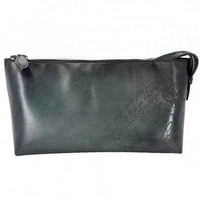 Berluti ベルルッティ クラッチバッグ アイビースクリットスワイプ セカンドバッグ ポーチ レザー グリーン 緑 シルバー金具 メンズ【中古品】