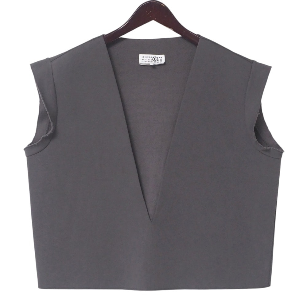 2023年製■mm6 maison margiela エムエムシックス メゾン マルジェラ ベスト サイズS スキッパーベスト ジレ ノースリーブ カットオフ スウエット イタリア製 ブランド古着【中古】20250501/RA4559