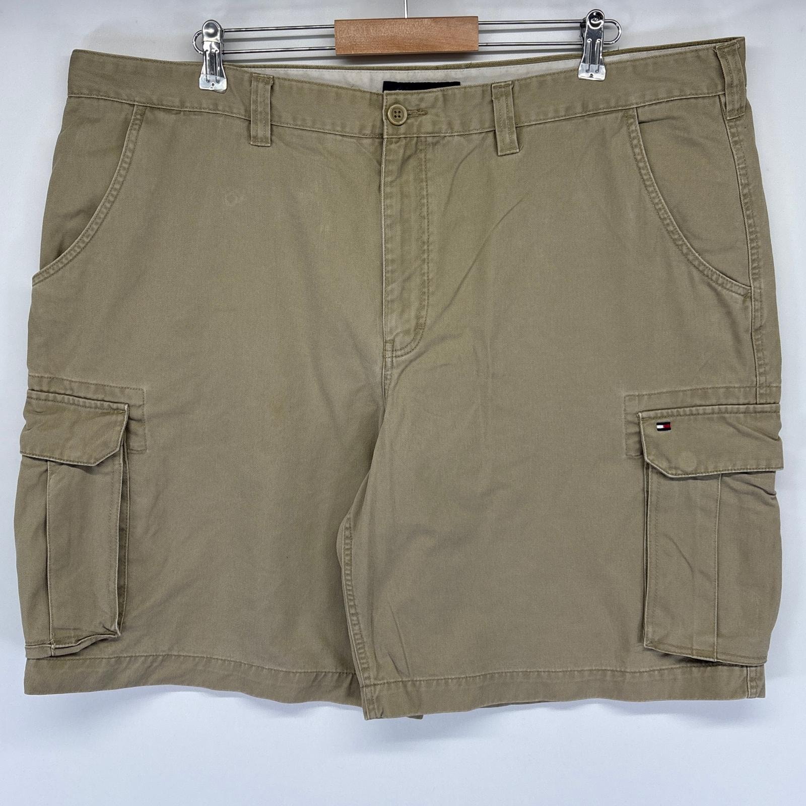 古着 トミーヒルフィガー TOMMY HILFIGER ショートパンツ カーゴ ハーフ ショーツ ワンポイントロゴ刺繍 w44 ベージュ メンズ
