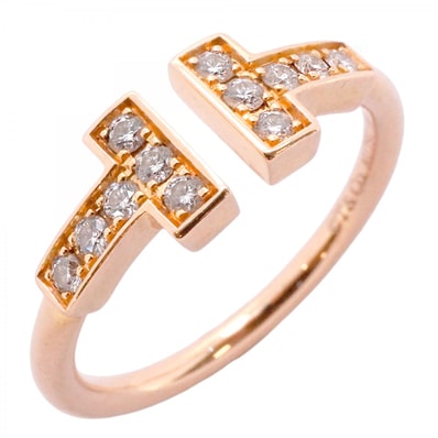 【6jdb0427-07】ティファニー リング Tワイヤー K18PG ピンクゴールド ダイヤモンド 6号【中古】レディース