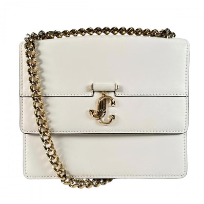 JIMMY CHOO ジミーチュウ ショルダーバッグ ヴァレンヌ チェーンショルダー 斜め掛け レザー ホワイト 白 ゴールド金具 レディース【中古品】