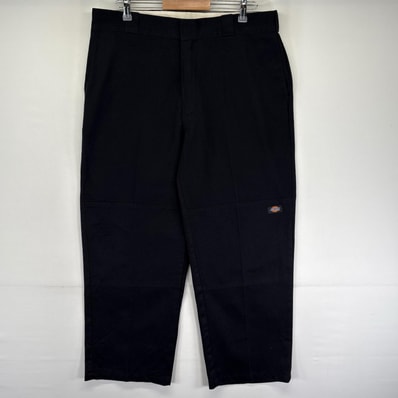 古着 ディッキーズ Dickies パンツ ワークパンツ ワンポイントロゴ 大きいサイズ ジッパーフライ w38 L30 ブラック系 メンズ