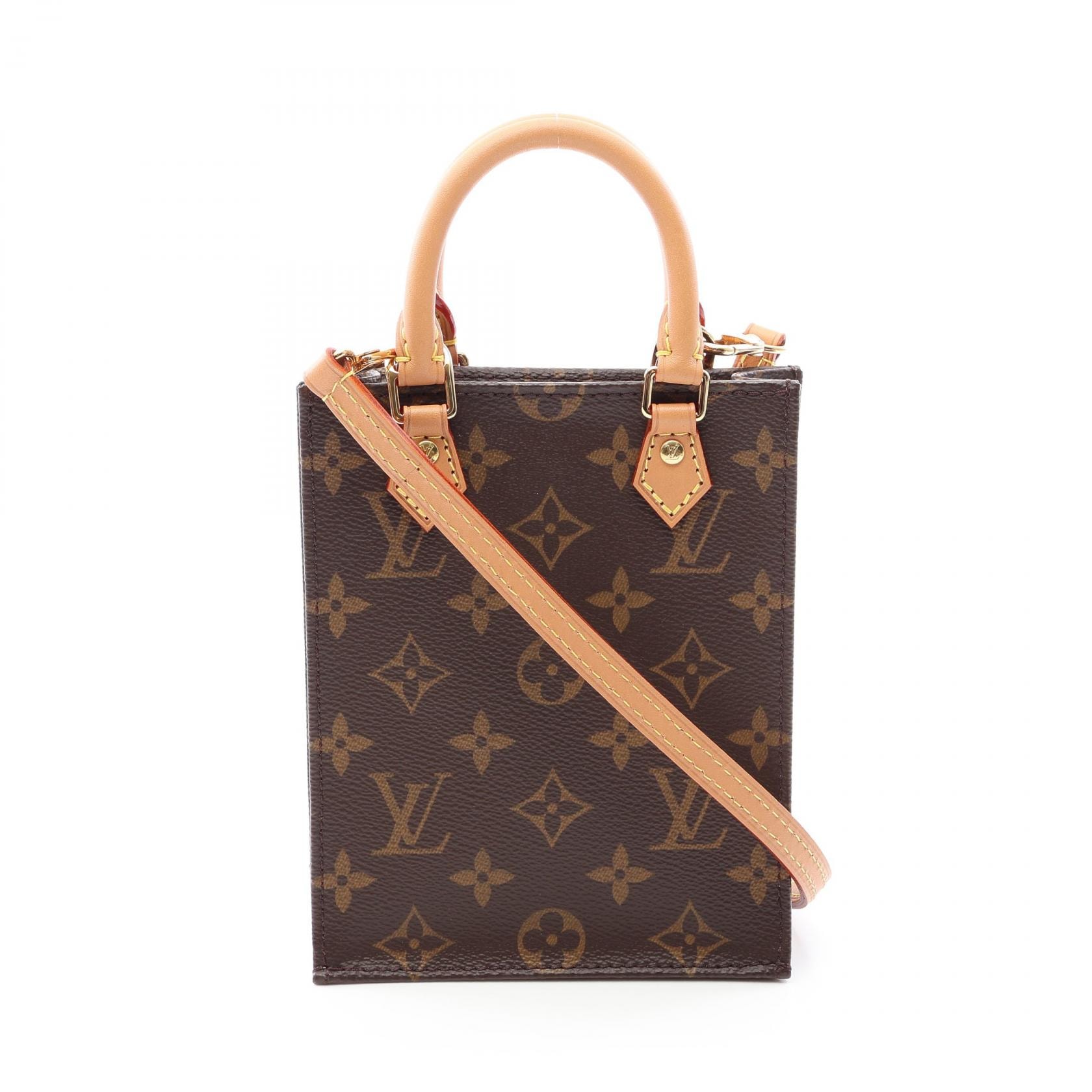 ルイ・ヴィトン LOUIS VUITTON プティット サックプラ 2WAY ハンドバッグ バッグ PVCコーティングキャンバス レザー モノグラム レディース ブラウン系 M69442 【中古】