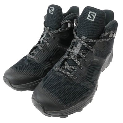 salomon サロモン スニーカー 411211 OUTline Prism mid GTX アウトライン プリズム ミッド ゴアテックス スニーカー ブラック系 24.5cm【中古】