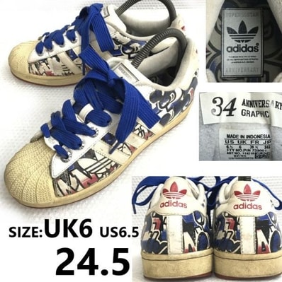 希少品★adidas/アディダス/super star 35th anniversary★graphic スニーカー【24.5】35周年記念モデル/sneakers/Shoes/trainers◆sG-137