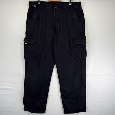 古着 カーハート Carhartt ダック パンツ ダック ジッパーフライ 大きいサイズ カーゴ ワンポイント w40 L32 ブラック系 メンズ