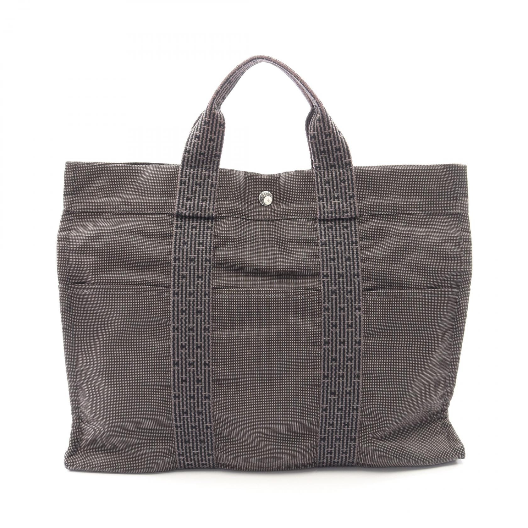 エルメス HERMES エールラインMM トートバッグ バッグ キャンバス ナイロンキャンバス メンズ レディース グレー系 【中古】