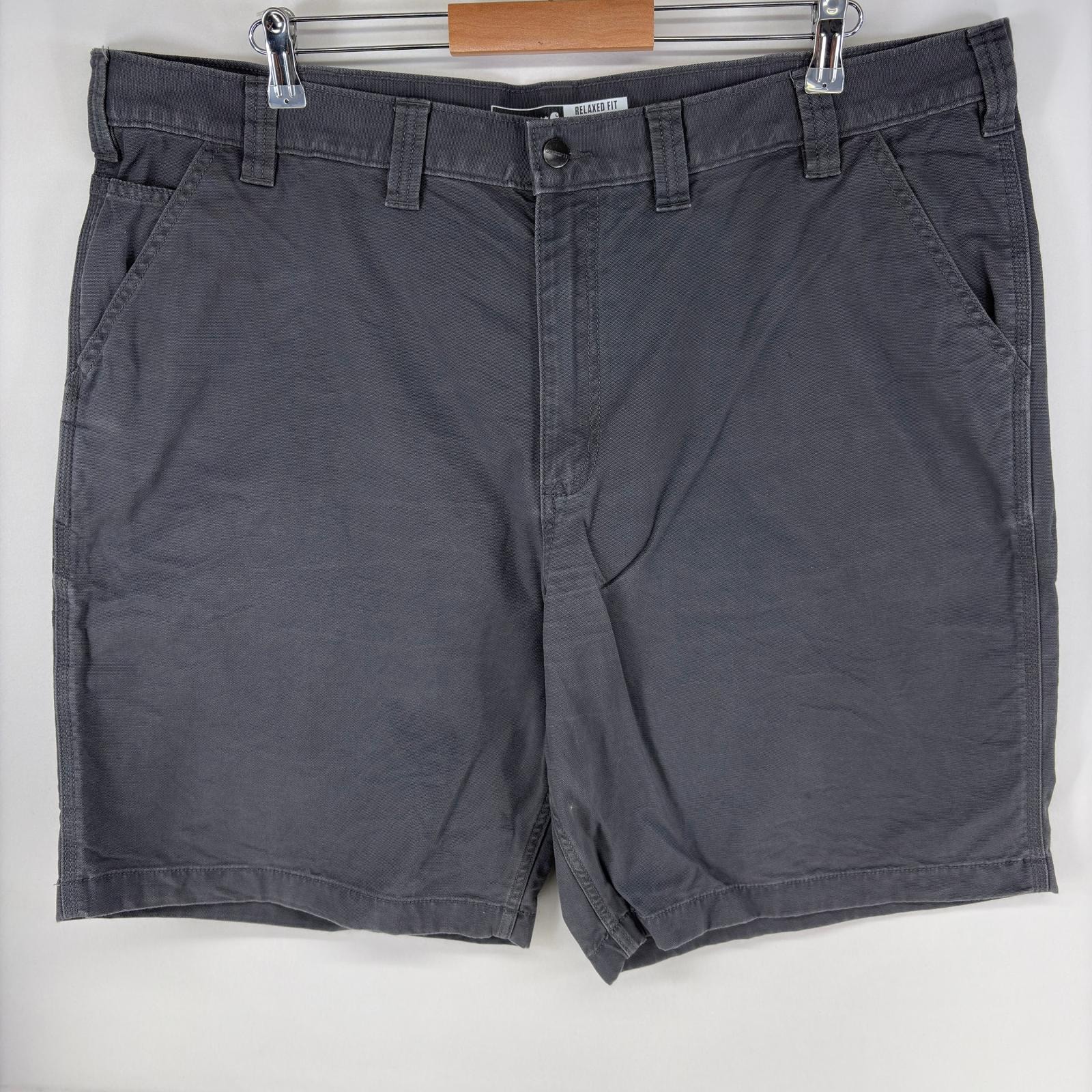 古着 カーハート Carhartt ダック パンツ ペインター ハーフ ショート ジッパーフライ ワーク ワンポイントロゴ w44  グレー系 メンズ