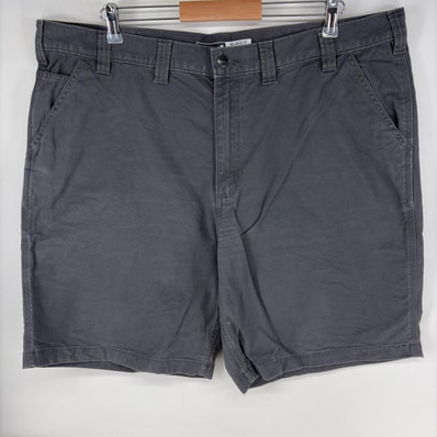 古着 カーハート Carhartt ダック パンツ ペインター ハーフ ショート ジッパーフライ ワーク ワンポイントロゴ w44 グレー系 メンズ