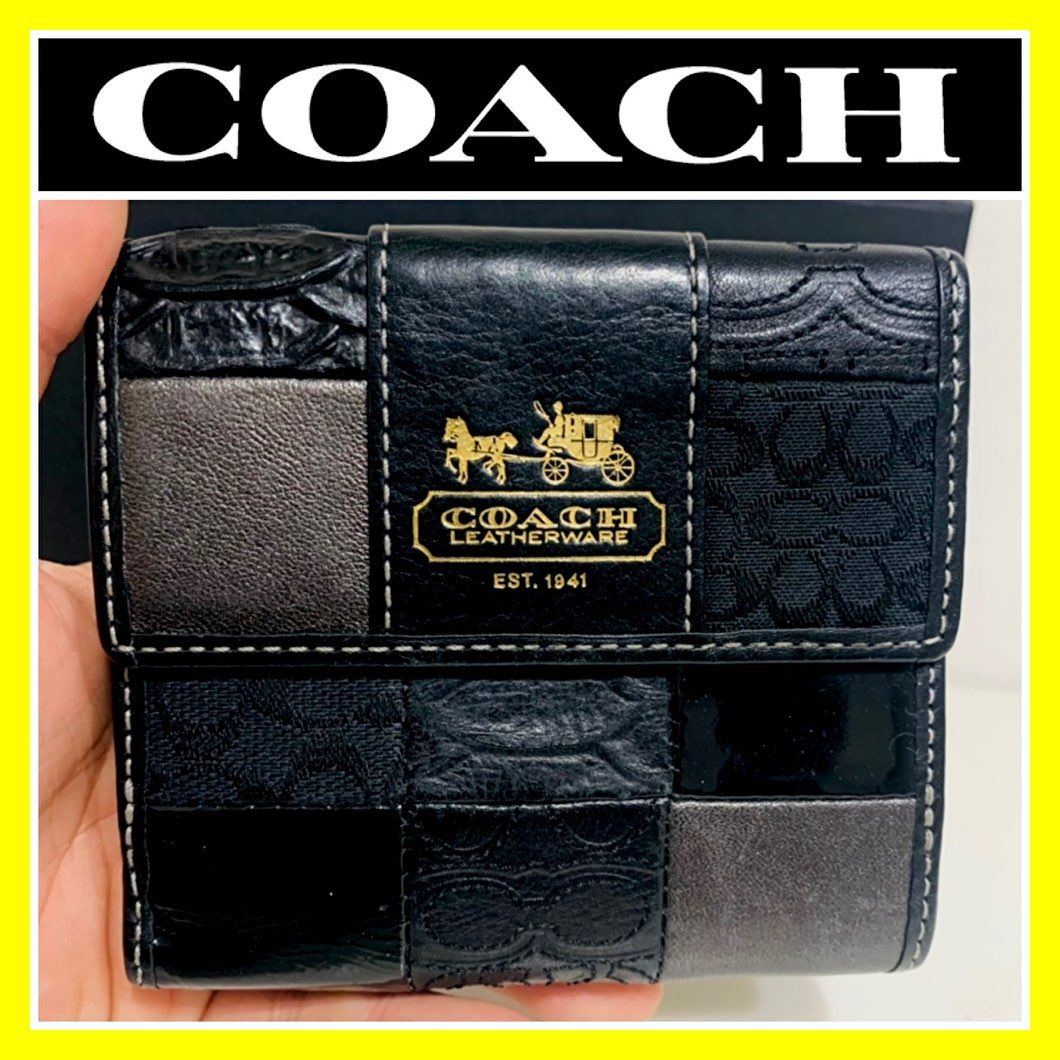 匿名配送■クロコ型押×パッチワーク■希少■高島屋購入■COACH コーチ 財布
