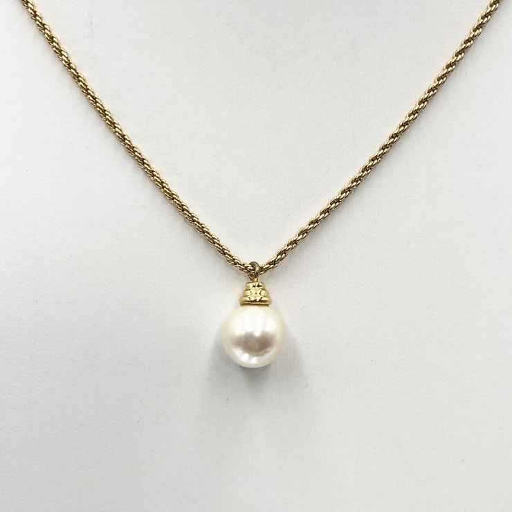 Christian Dior(クリスチャンディオール)ヴィンテージ ネックレス パールモチーフ ゴールド ロープチェーン レディース【中古】