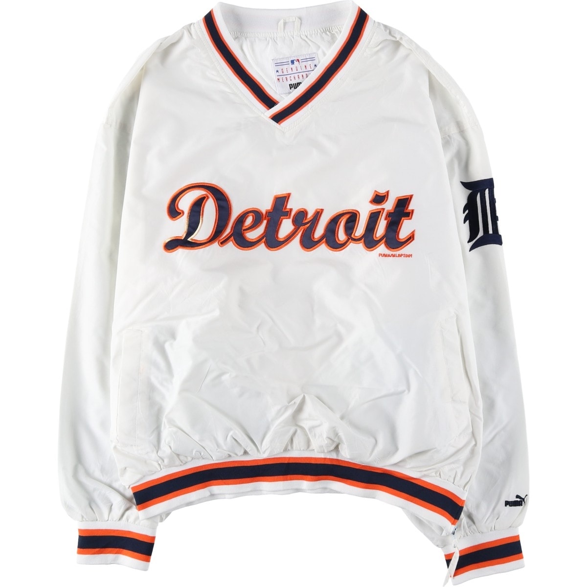 古着 90年代 プーマ PUMA MLB DETROIT TIGERS デトロイトタイガース Vネック ウォームアッププルオーバー メンズXL相当 ヴィンテージ/eaa602073