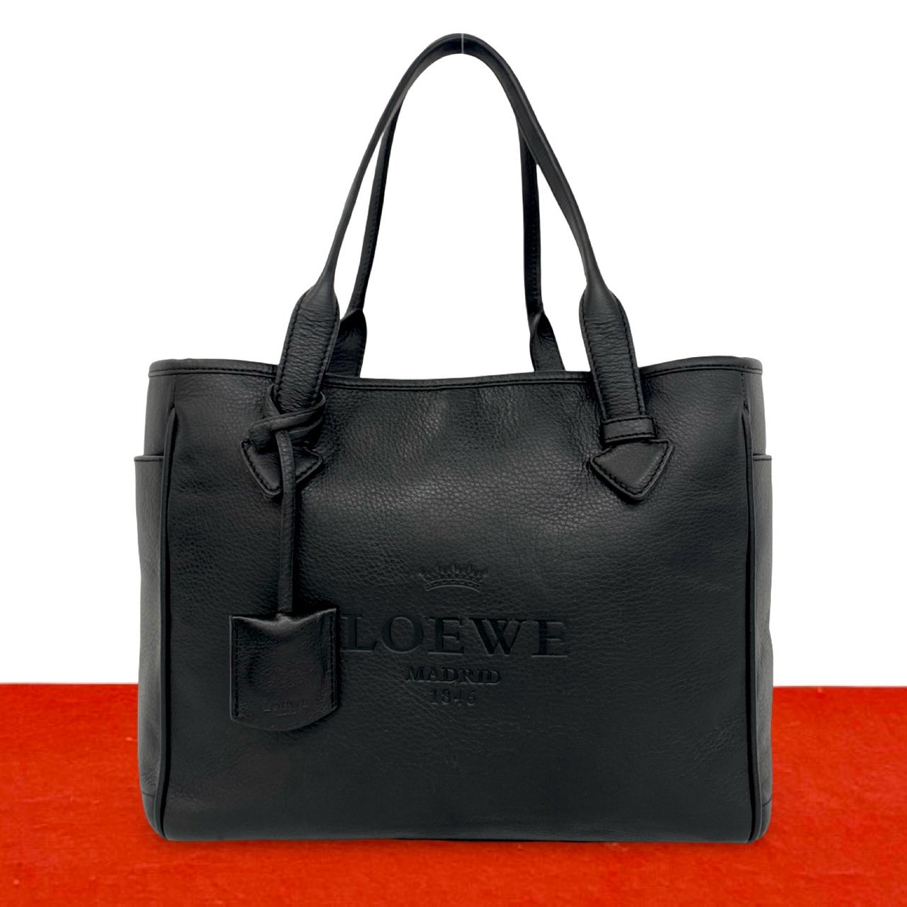 LOEWE ロエベ ヘリテージ ロゴ レザー トートバッグ ブラック
 53395