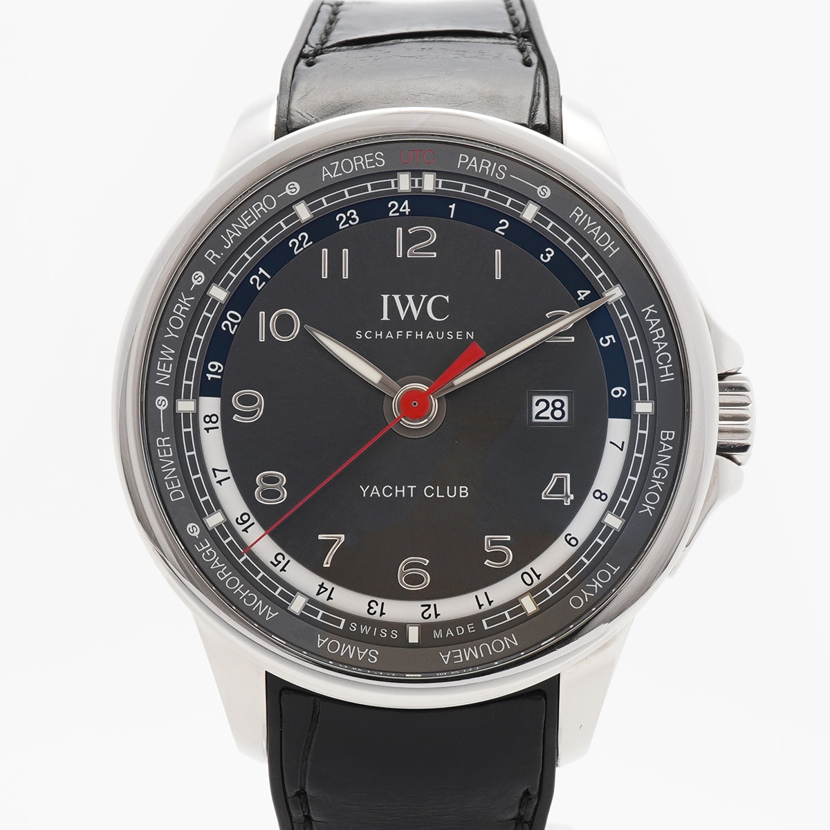 【6wkb0099】IWC アイダブリューシー シャフハウゼン ポルトギーゼ ヨットクラブ ワールドタイマー IW326602 グレー文字盤【中古】腕時計 メンズ