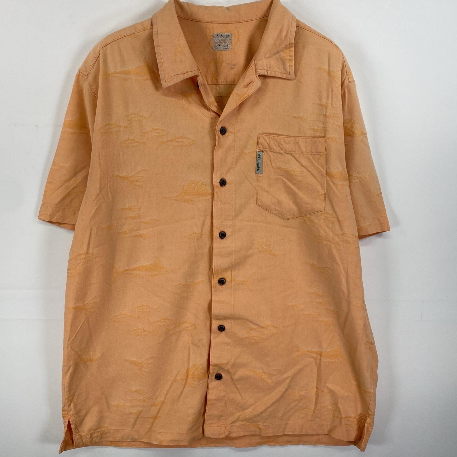 古着 コロンビア Columbia 半袖シャツ PFG フィッシングシャツ 胸ポケット  オレンジ 無地 メンズ