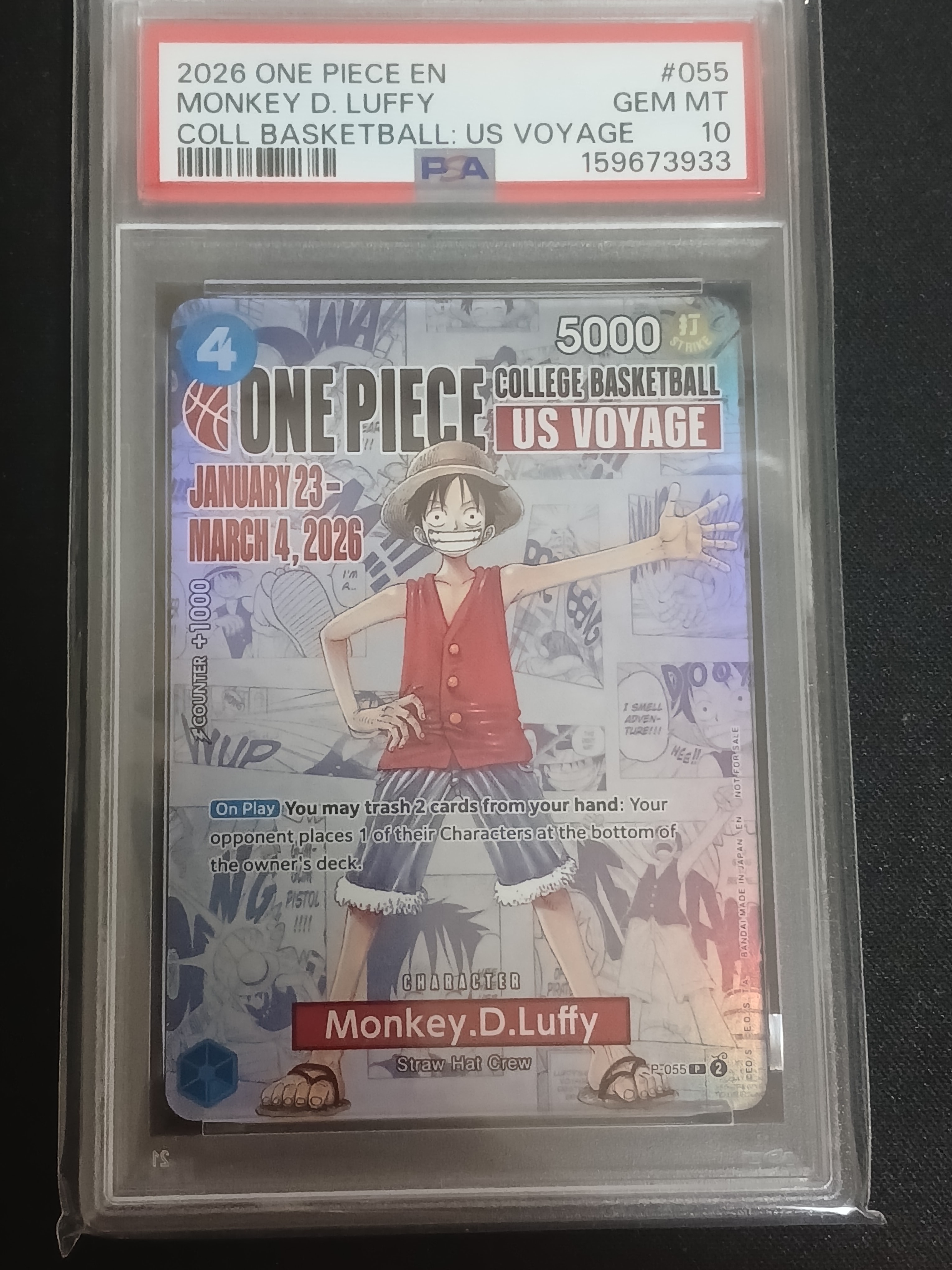 モンキー・D・ルフィ:P (開封済) [P-055]【英語版】(プロモーションカード「ワンピース カレッジ バスケットボール:USボヤージュ」)