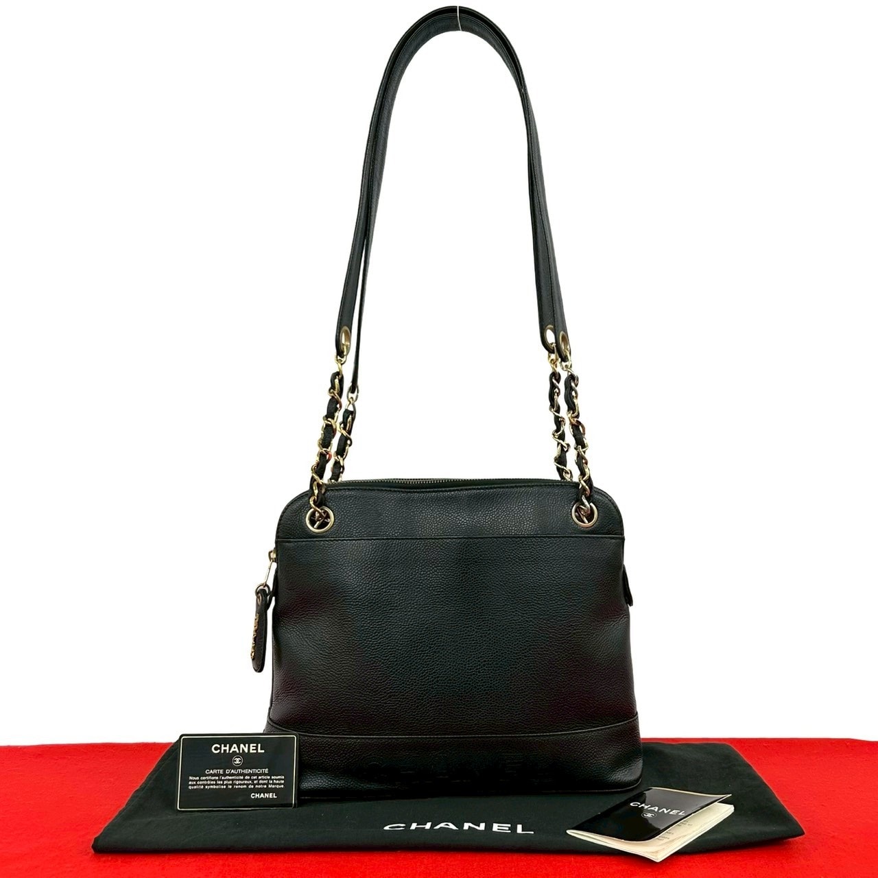 CHANEL シャネル キャビアスキン ショルダーバッグ ブラック
 27089