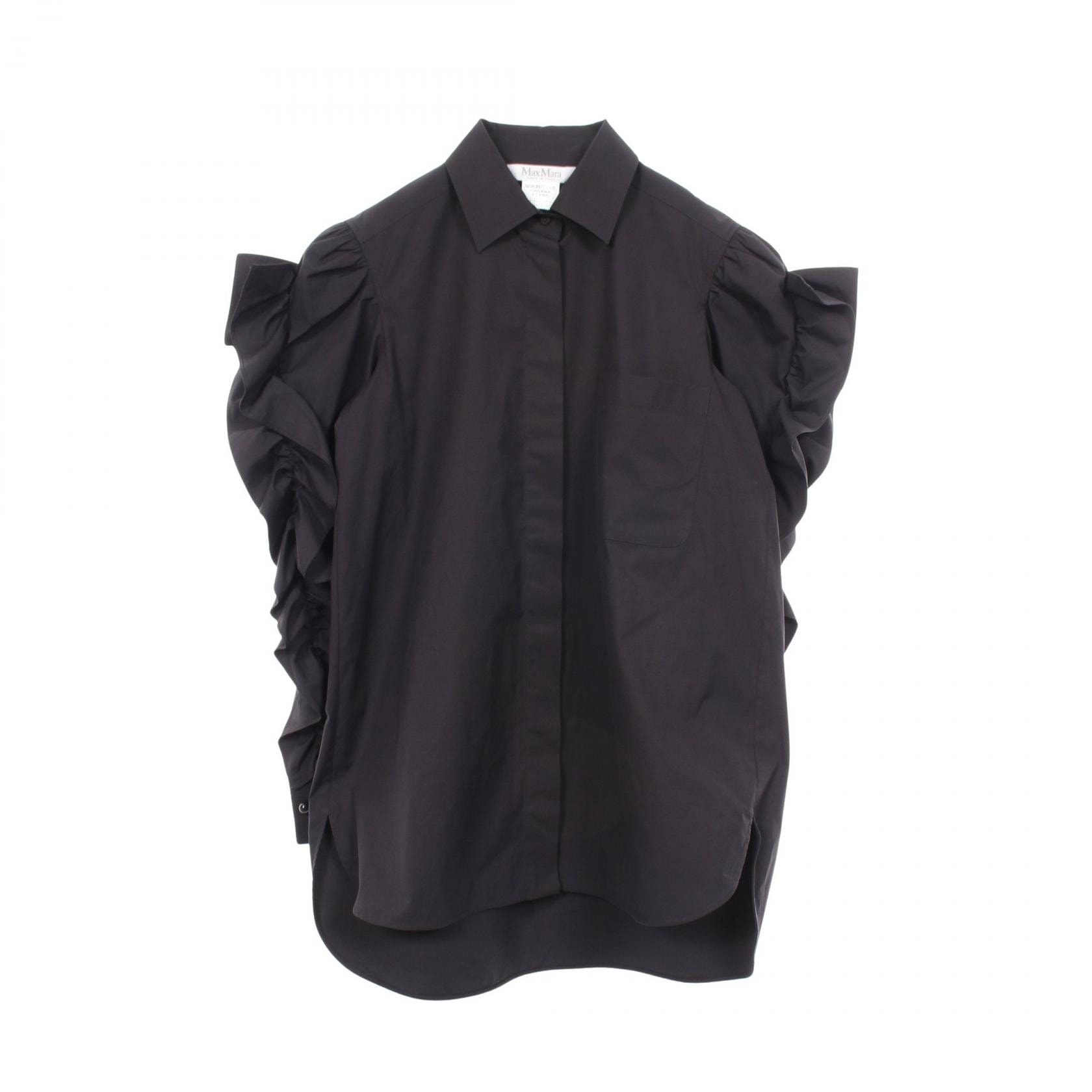 マックスマーラ MAX MARA フリル 長袖 衣料品 トップス コットン レディース ブラック系 24211160216 【中古】