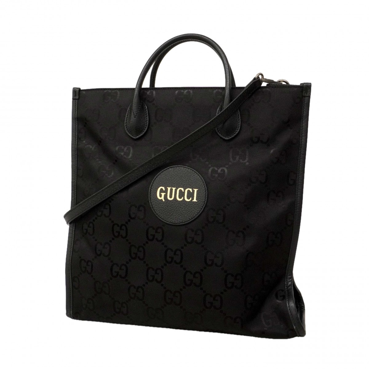 【6de5787-k】グッチ トートバッグ GGナイロン 630355 ナイロン ブラック シルバー金具 2wayバッグ【中古】メンズ
