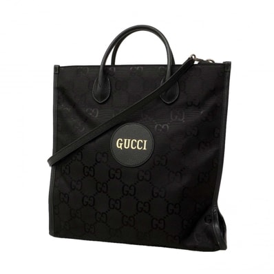 【6de5787-k】グッチ トートバッグ GGナイロン 630355 ナイロン ブラック シルバー金具 2wayバッグ【中古】メンズ