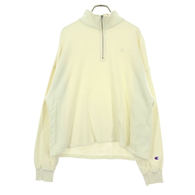 Champion チャンピオン 長袖 ハーフジップ トレーナー L ホワイト