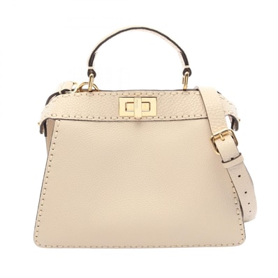 フェンディ FENDI ピーカブー アイシーユー スモール セレリア ハンドバッグ バッグ レザー レディース ホワイト系 8BN327 【中古】