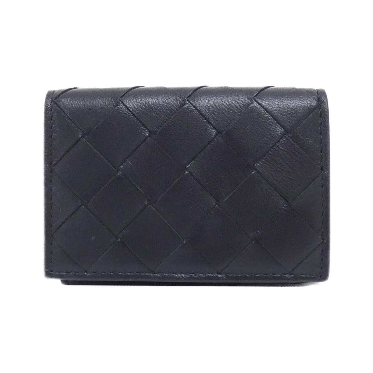 Bottega Veneta Intrecciato Tiny Tri-Fold Wallet "Black"