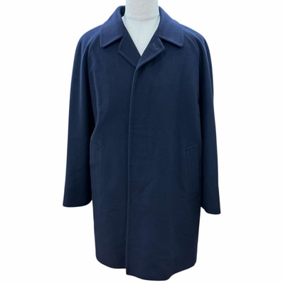美品 バーバリーロンドン ステンカラーコート ネイビー メンズ L