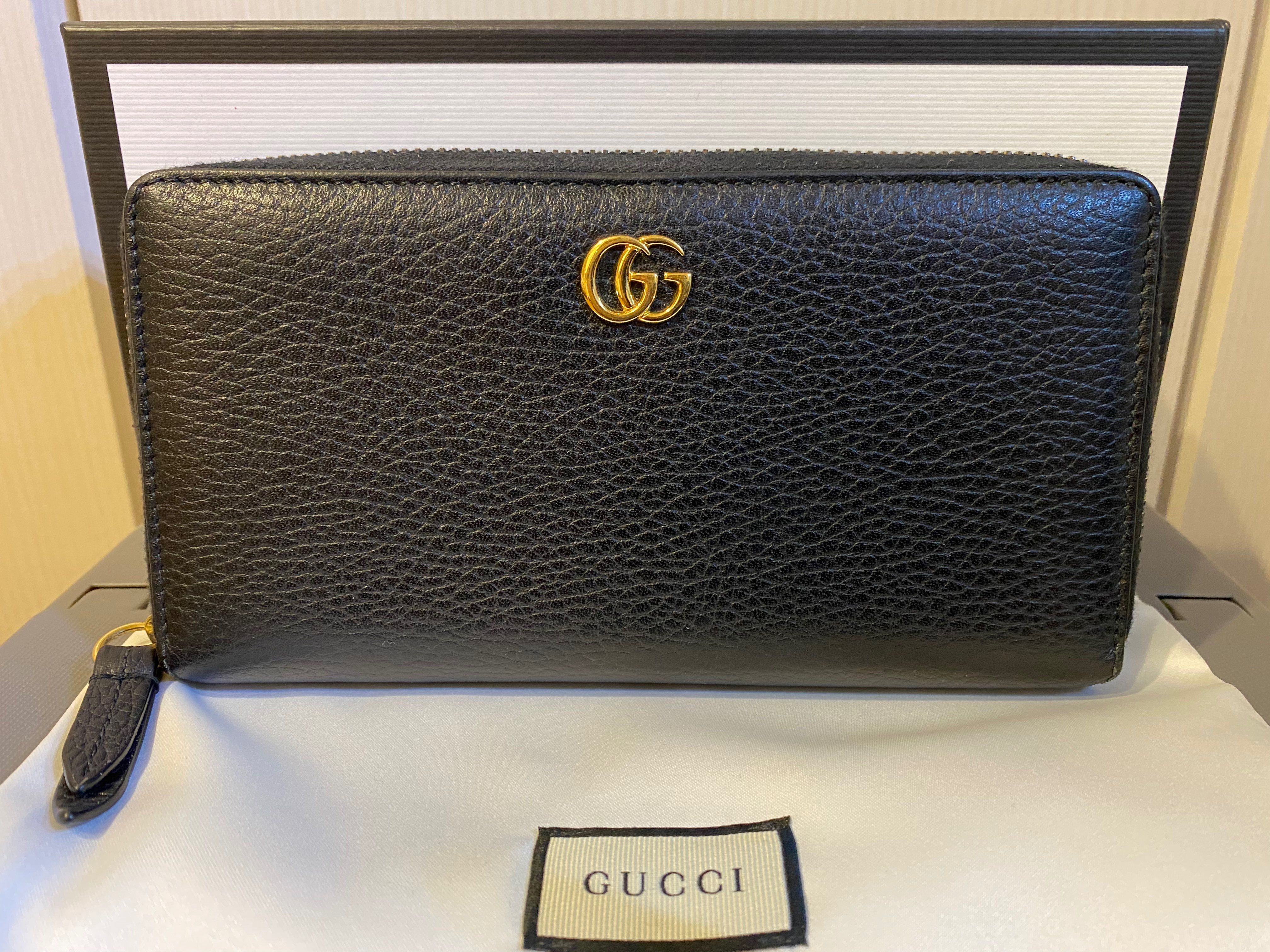 GUCCI Leather Zip Around Wallet "Black"