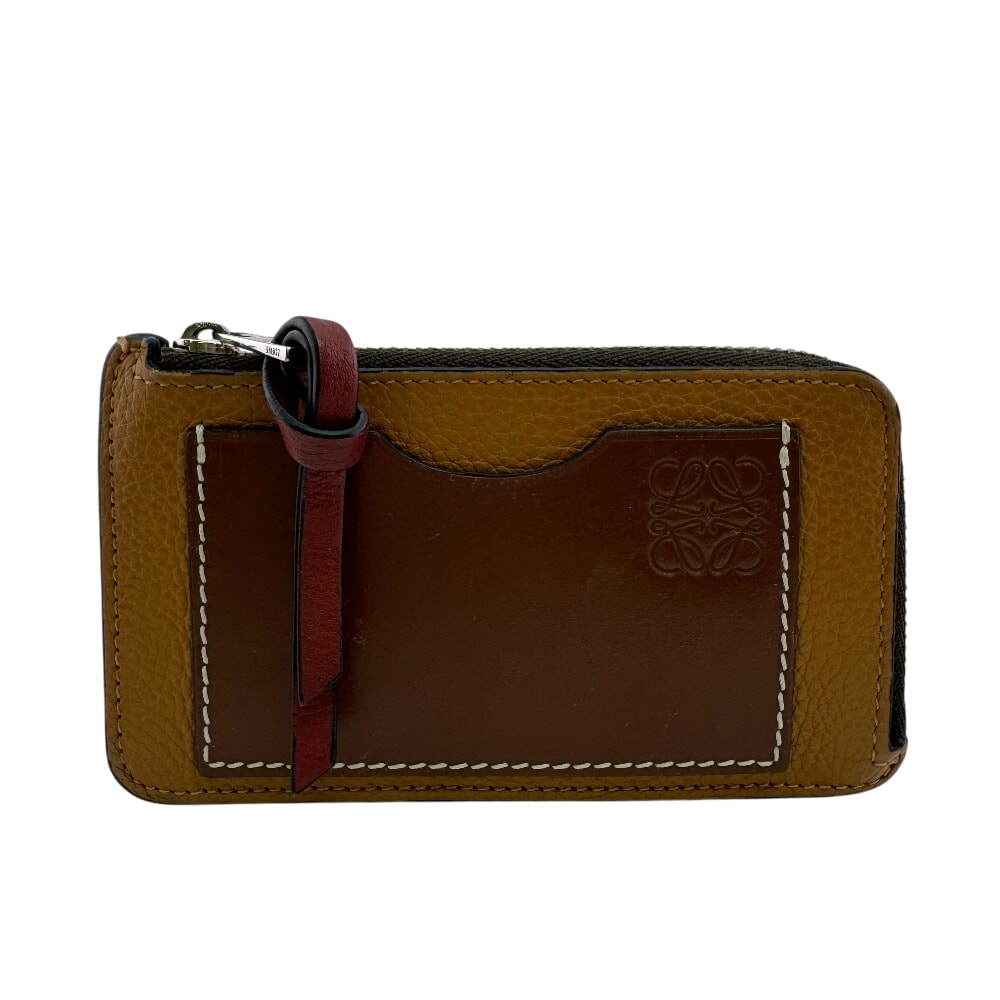 ロエベ LOEWE コインケース アナグラム カードホルダー カードケース L字ファスナー ブラウン