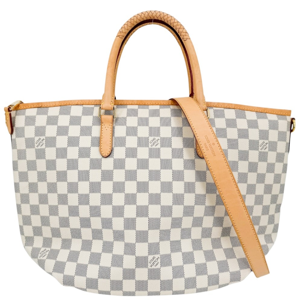LOUIS VUITTON ルイヴィトン 2WAY リヴィエラMM ハンドバッグ ショルダーバッグ 肩掛け トートバッグ N48252 ダミエアズールキャンバス    ホワイト 白 ゴールド金具 レディース【中古品】