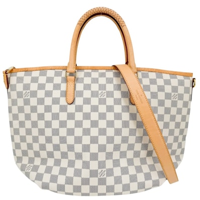 LOUIS VUITTON ルイヴィトン 2WAY リヴィエラMM ハンドバッグ ショルダーバッグ 肩掛け トートバッグ N48252 ダミエアズールキャンバス ホワイト 白 ゴールド金具 レディース【中古品】