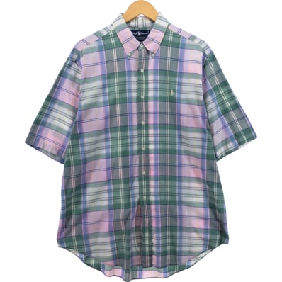 古着 ラルフローレン Ralph Lauren 半袖 ボタンダウン チェックシャツ メンズXL相当/eaa557860