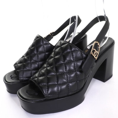 極美品 シャネル
サンダル ブラック レディース 37 24P G45567