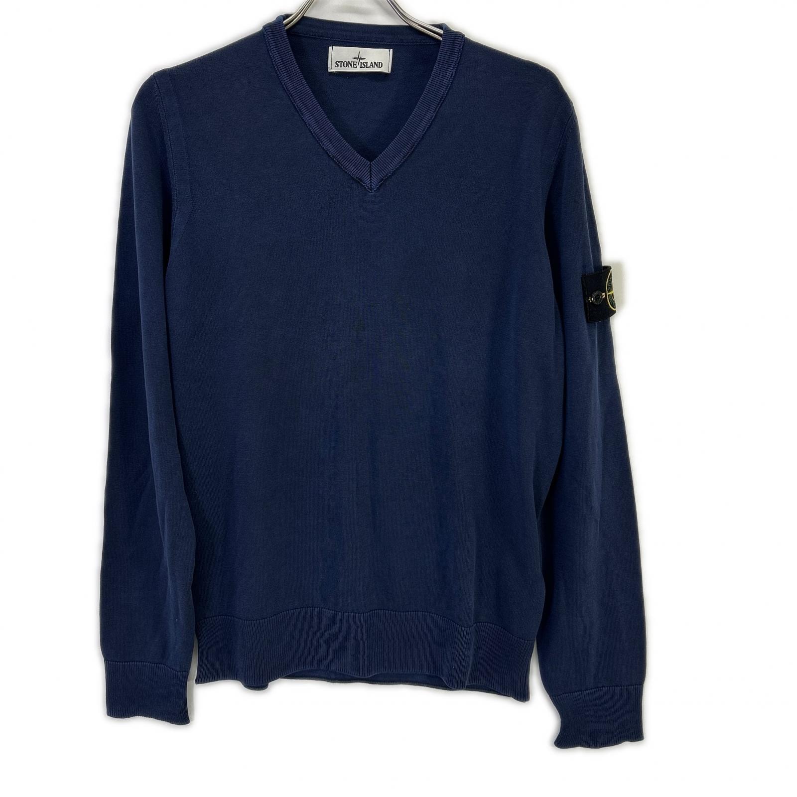 ストーンアイランド 6015545B8 インディゴ Vネック ロングスリーブ カットソー M