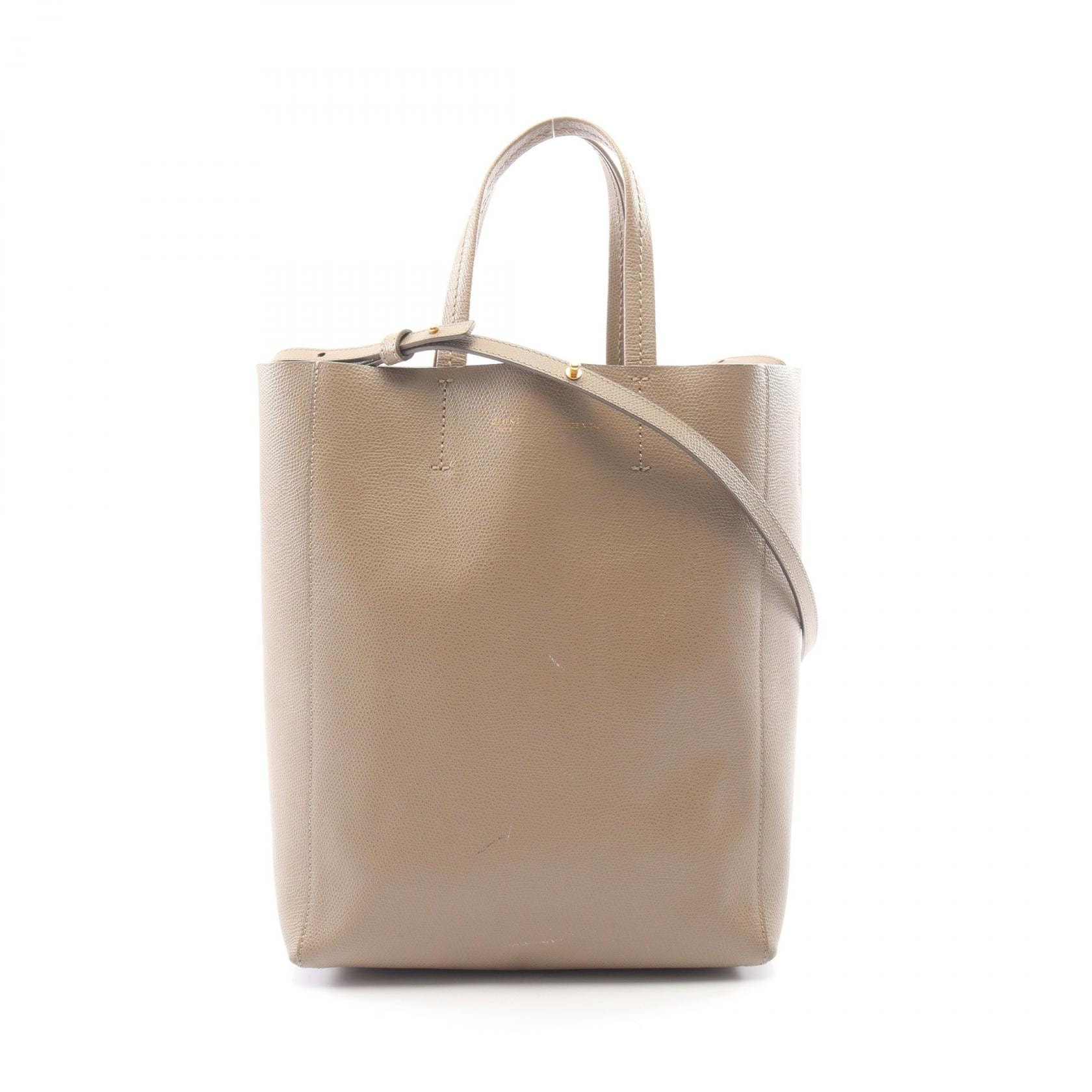 セリーヌ CELINE バーティカル スモール カバ 2WAY トートバッグ バッグ レザー レディース グレー系 【中古】