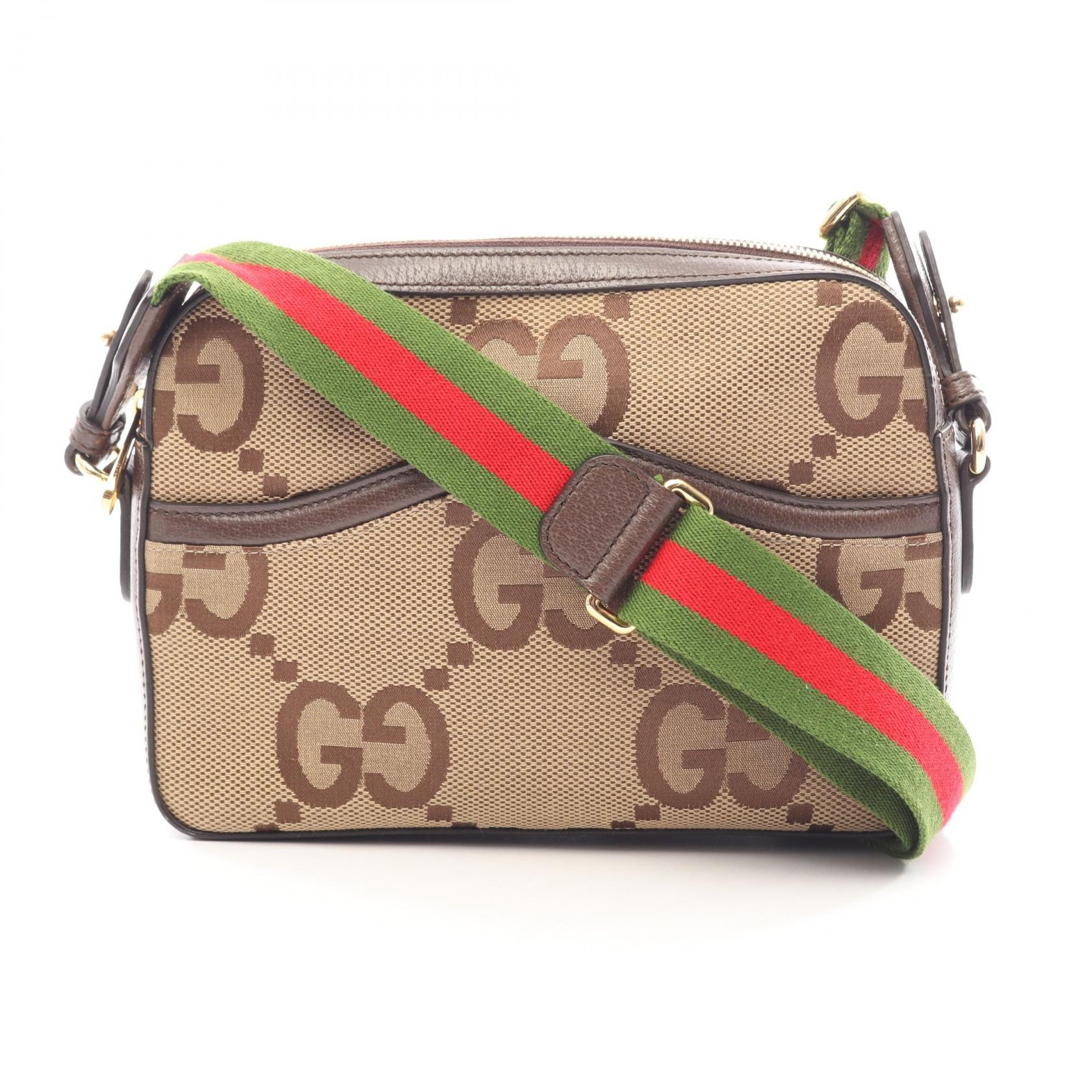 グッチ GUCCI ジャンボGG ショルダーバッグ バッグ キャンバス レザー メンズ レディース ベージュ系 / ブラウン系 675891 【中古】