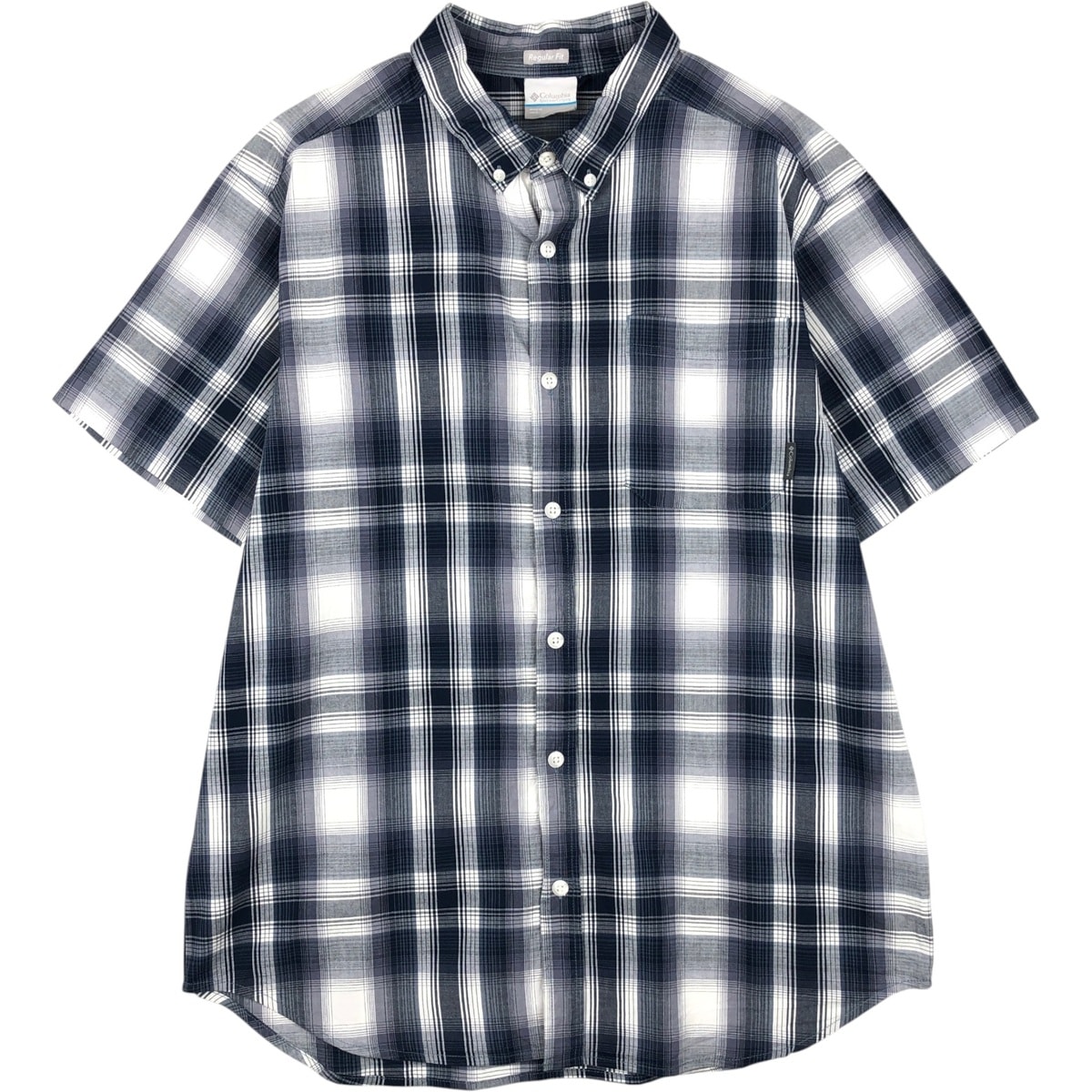 古着 コロンビア Columbia Regular Fit オンブレチェック 半袖 ボタンダウン チェックシャツ メンズL相当/eaa655422