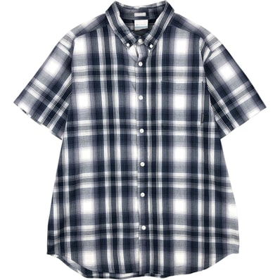 古着 コロンビア Columbia Regular Fit オンブレチェック 半袖 ボタンダウン チェックシャツ メンズL相当/eaa655422