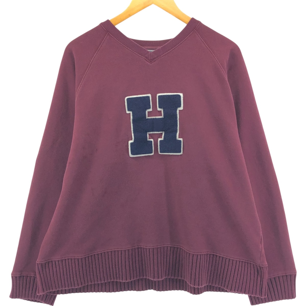 古着 90年代 トミーヒルフィガー TOMMY HILFIGER Vネック ロゴスウェットシャツ トレーナー USA製 メンズL相当 ヴィンテージ/eaa550707