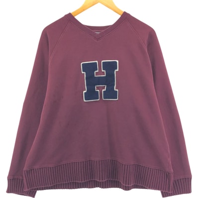 古着 90年代 トミーヒルフィガー TOMMY HILFIGER Vネック ロゴスウェットシャツ トレーナー USA製 メンズL相当 ヴィンテージ/eaa550707