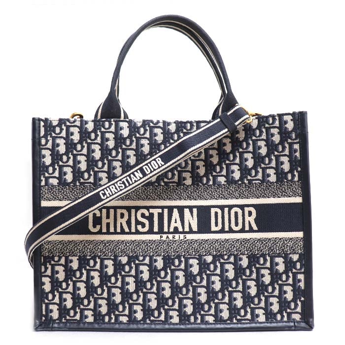 Dior ディオール ブックトート ミディアム オブリーク トートバッグ ネイビー M1324CZBB_M928 レディース【中古】