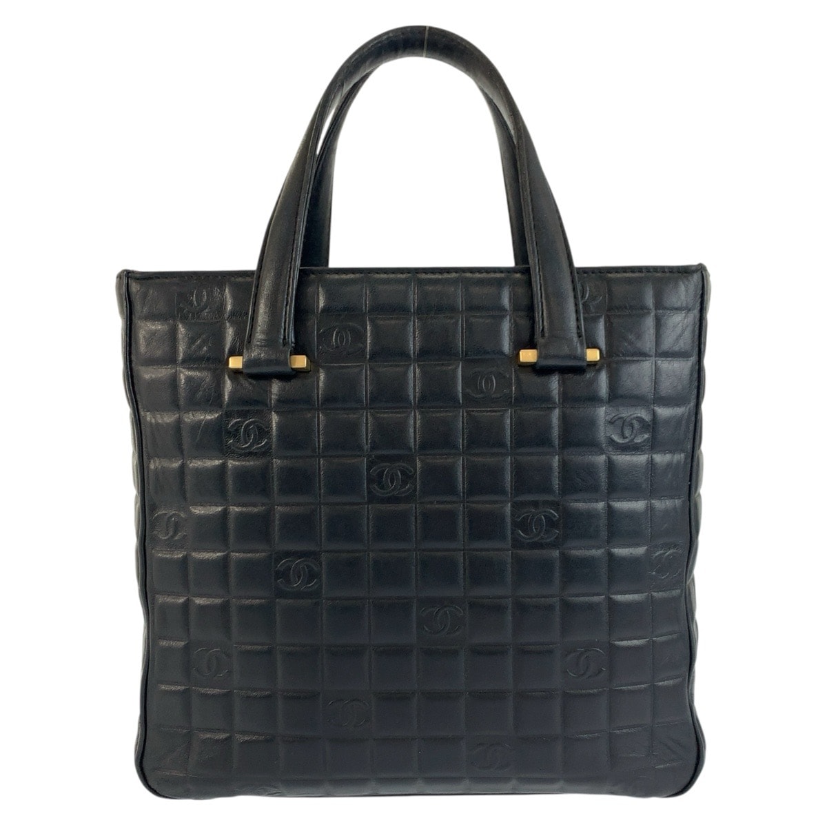 美品 CHANEL シャネル アイコン チョコバー ブラック 黒 レザー トートバッグ ハンドバッグ 601900 【中古】